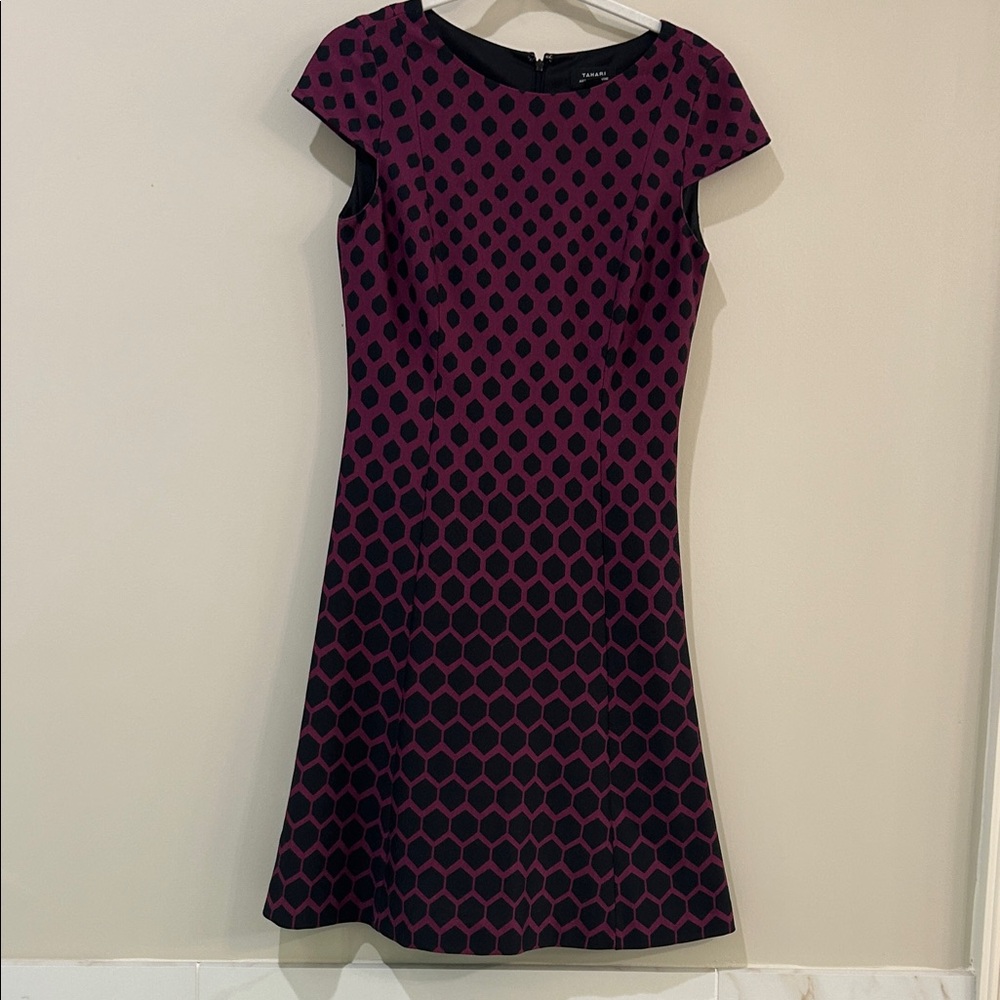 Tahari Black and Purple Mini Dress